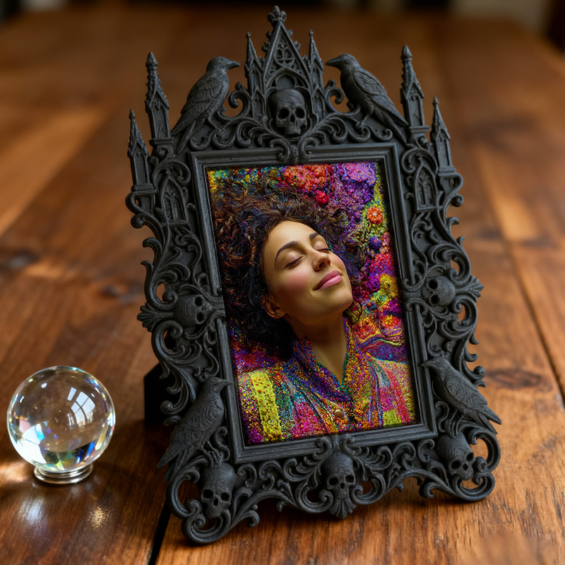 Tough-and-chic Gothic Dark-style Photo Frame | Gothic Bike Repair Shop Waiting Area Decor, Photo Ornament, Dual-use Display, Wear-resistant 