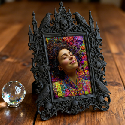 Tough-and-chic Gothic Dark-style Photo Frame | Gothic Bike Repair Shop Waiting Area Decor, Photo Ornament, Dual-use Display, Wear-resistant 