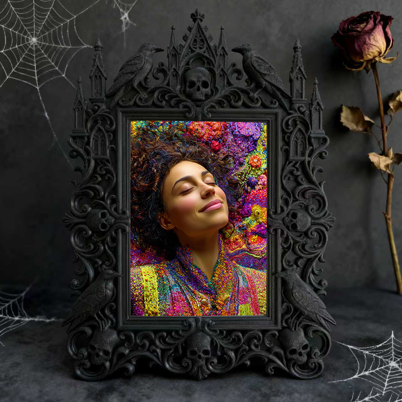 Tough-and-chic Gothic Dark-style Photo Frame | Gothic Bike Repair Shop Waiting Area Decor, Photo Ornament, Dual-use Display, Wear-resistant 