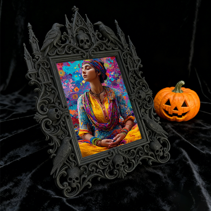 Elegant-gothic Gothic Dark-style Photo Frame | Paranormal Themed Bed & Breakfast Dining Room Decor, Photo Ornament, Wall-mountable & Tableto