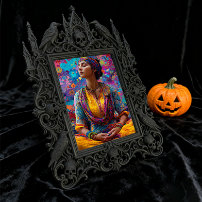 Elegant-gothic Gothic Dark-style Photo Frame | Paranormal Themed Bed & Breakfast Dining Room Decor, Photo Ornament, Wall-mountable & Tableto
