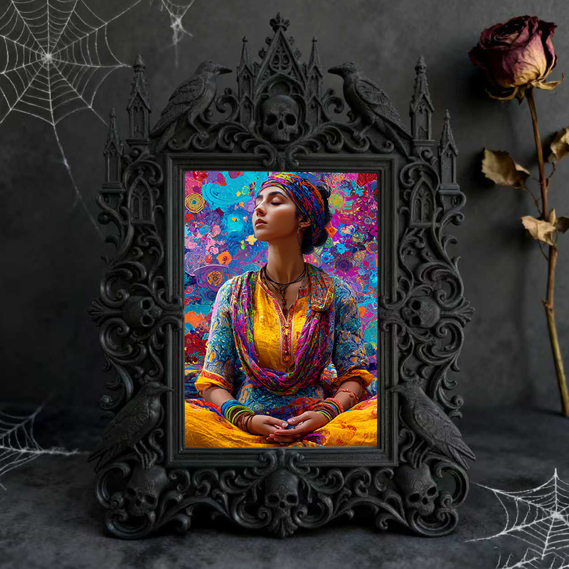 Elegant-gothic Gothic Dark-style Photo Frame | Paranormal Themed Bed & Breakfast Dining Room Decor, Photo Ornament, Wall-mountable & Tableto