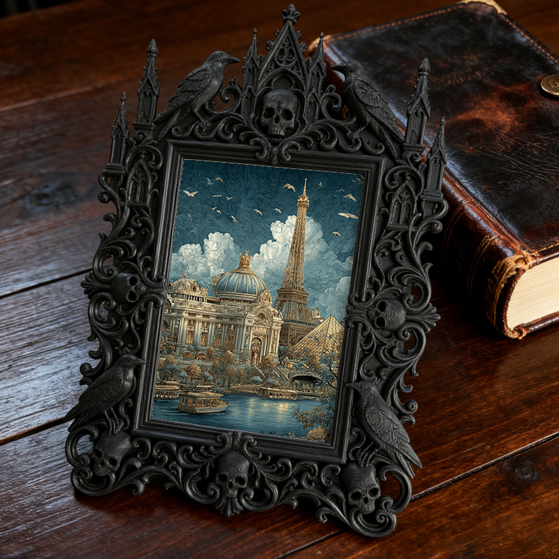 Bold-and-unique Gothic Dark-style Photo Frame | Dark Fantasy D&D Campaign Room Decor, Photo Ornament, Wall-mountable & Tabletop, Creative Fr
