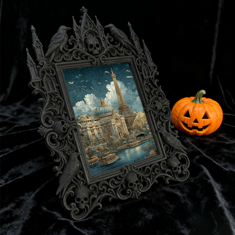 Bold-and-unique Gothic Dark-style Photo Frame | Dark Fantasy D&D Campaign Room Decor, Photo Ornament, Wall-mountable & Tabletop, Creative Fr