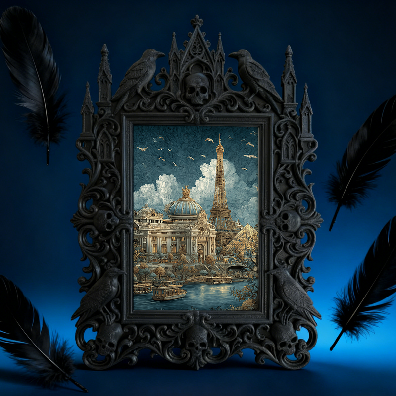 Bold-and-unique Gothic Dark-style Photo Frame | Dark Fantasy D&D Campaign Room Decor, Photo Ornament, Wall-mountable & Tabletop, Creative Fr