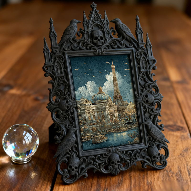 Bold-and-unique Gothic Dark-style Photo Frame | Dark Fantasy D&D Campaign Room Decor, Photo Ornament, Wall-mountable & Tabletop, Creative Fr