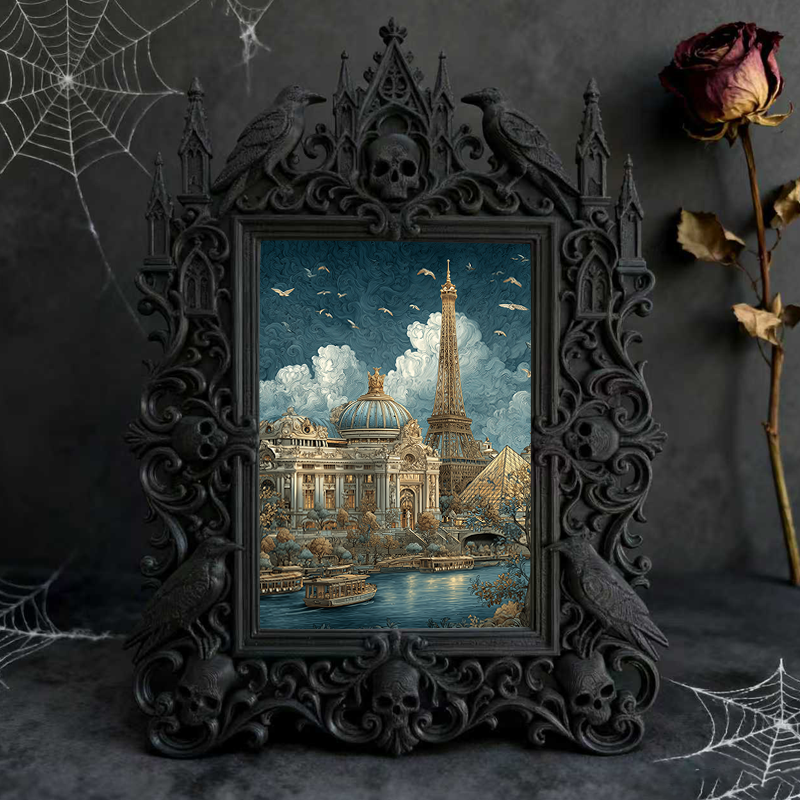 Bold-and-unique Gothic Dark-style Photo Frame | Dark Fantasy D&D Campaign Room Decor, Photo Ornament, Wall-mountable & Tabletop, Creative Fr