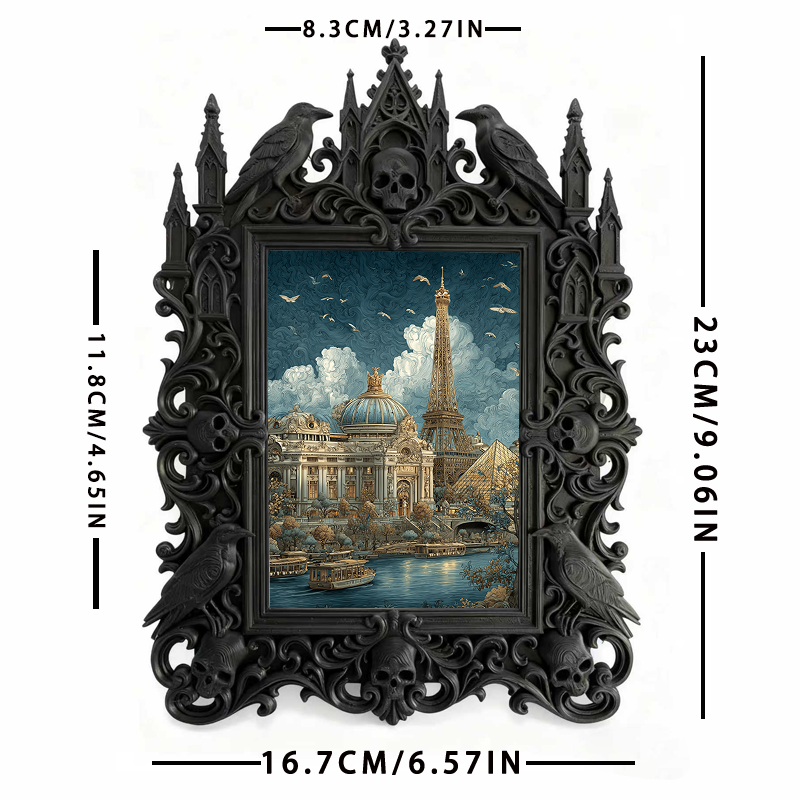 Bold-and-unique Gothic Dark-style Photo Frame | Dark Fantasy D&D Campaign Room Decor, Photo Ornament, Wall-mountable & Tabletop, Creative Fr