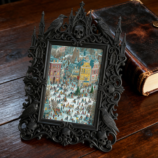 Reel-trending Gothic Dark-style Photo Frame | Ghost-themed Tiny Bookstore Nook Decor, Photo Ornament, Wall-mountable & Tabletop, Plastic Fra
