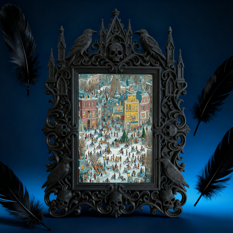 Reel-trending Gothic Dark-style Photo Frame | Ghost-themed Tiny Bookstore Nook Decor, Photo Ornament, Wall-mountable & Tabletop, Plastic Fra