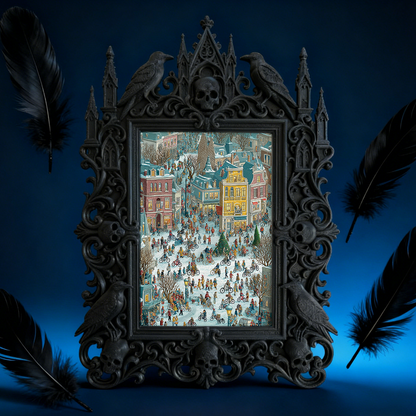 Reel-trending Gothic Dark-style Photo Frame | Ghost-themed Tiny Bookstore Nook Decor, Photo Ornament, Wall-mountable & Tabletop, Plastic Fra