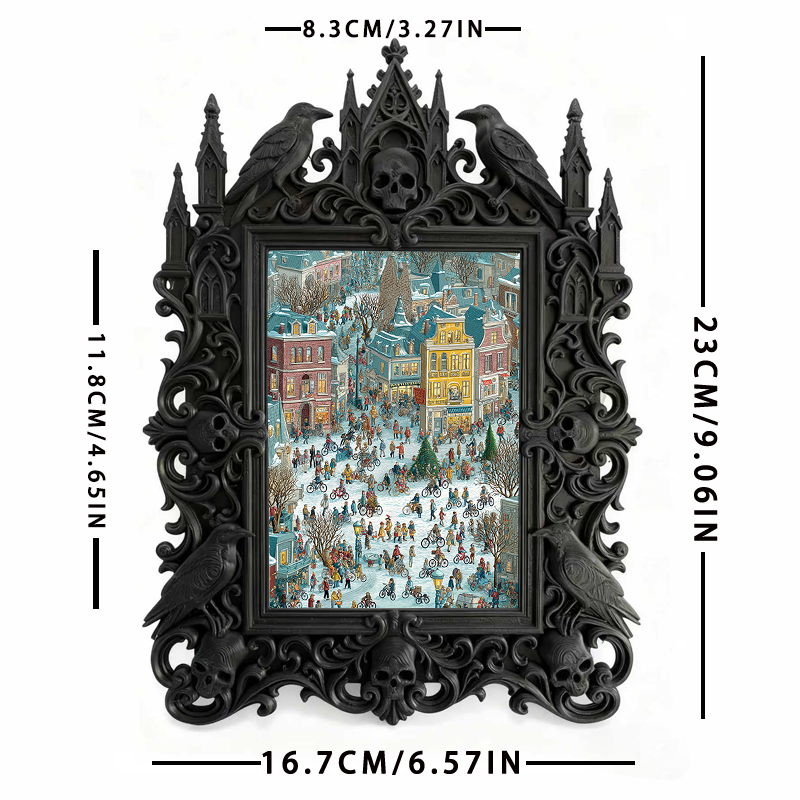 Reel-trending Gothic Dark-style Photo Frame | Ghost-themed Tiny Bookstore Nook Decor, Photo Ornament, Wall-mountable & Tabletop, Plastic Fra