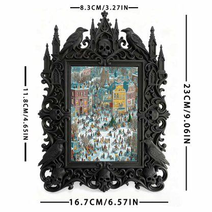 Reel-trending Gothic Dark-style Photo Frame | Ghost-themed Tiny Bookstore Nook Decor, Photo Ornament, Wall-mountable & Tabletop, Plastic Fra