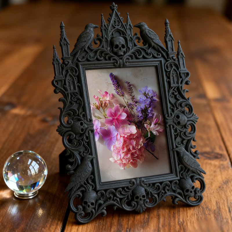 Top-rated-gothic Gothic Dark-style Photo Frame | Dark Academia Student Art Studio Decor, Photo Ornament, Wall/Table Dual-use, Durable Frame