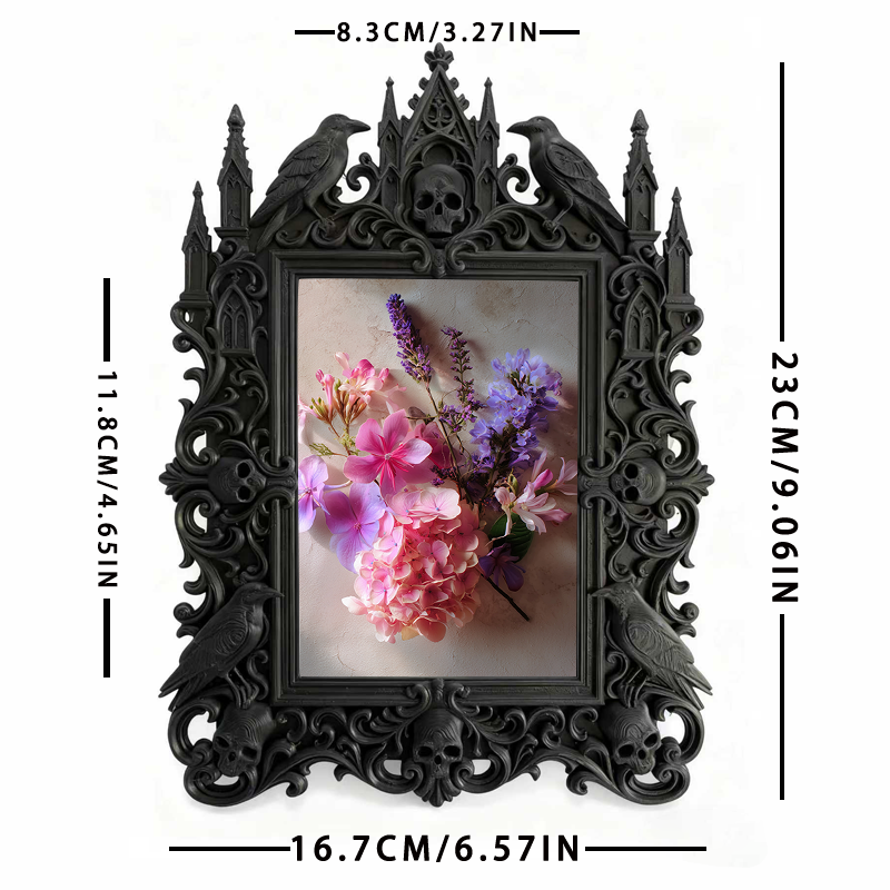 Top-rated-gothic Gothic Dark-style Photo Frame | Dark Academia Student Art Studio Decor, Photo Ornament, Wall/Table Dual-use, Durable Frame