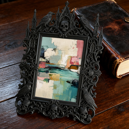 Fan-favorite-pick Gothic Dark-style Photo Frame | Halloween Haunted Trail Photo Booth Decor, Photo Ornament, Wall-mountable & Tabletop, Ligh