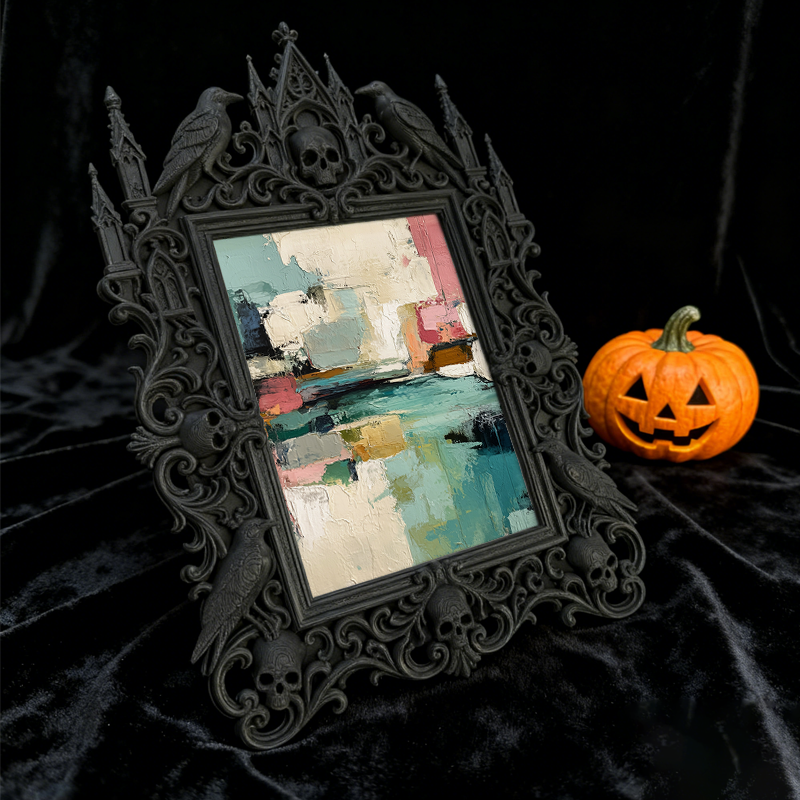 Fan-favorite-pick Gothic Dark-style Photo Frame | Halloween Haunted Trail Photo Booth Decor, Photo Ornament, Wall-mountable & Tabletop, Ligh