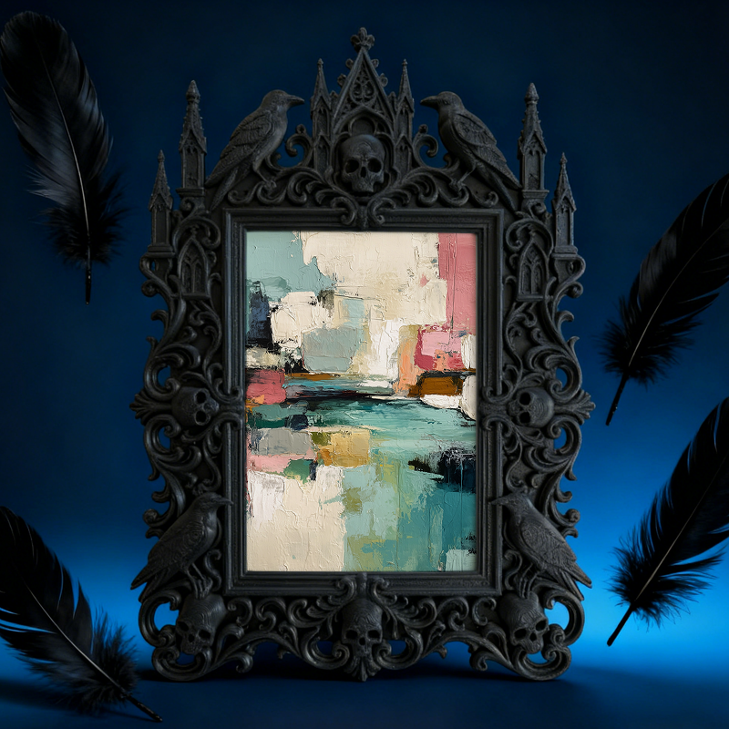 Fan-favorite-pick Gothic Dark-style Photo Frame | Halloween Haunted Trail Photo Booth Decor, Photo Ornament, Wall-mountable & Tabletop, Ligh