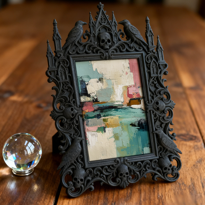 Fan-favorite-pick Gothic Dark-style Photo Frame | Halloween Haunted Trail Photo Booth Decor, Photo Ornament, Wall-mountable & Tabletop, Ligh