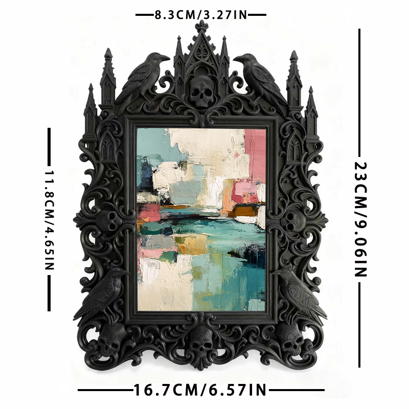 Fan-favorite-pick Gothic Dark-style Photo Frame | Halloween Haunted Trail Photo Booth Decor, Photo Ornament, Wall-mountable & Tabletop, Ligh