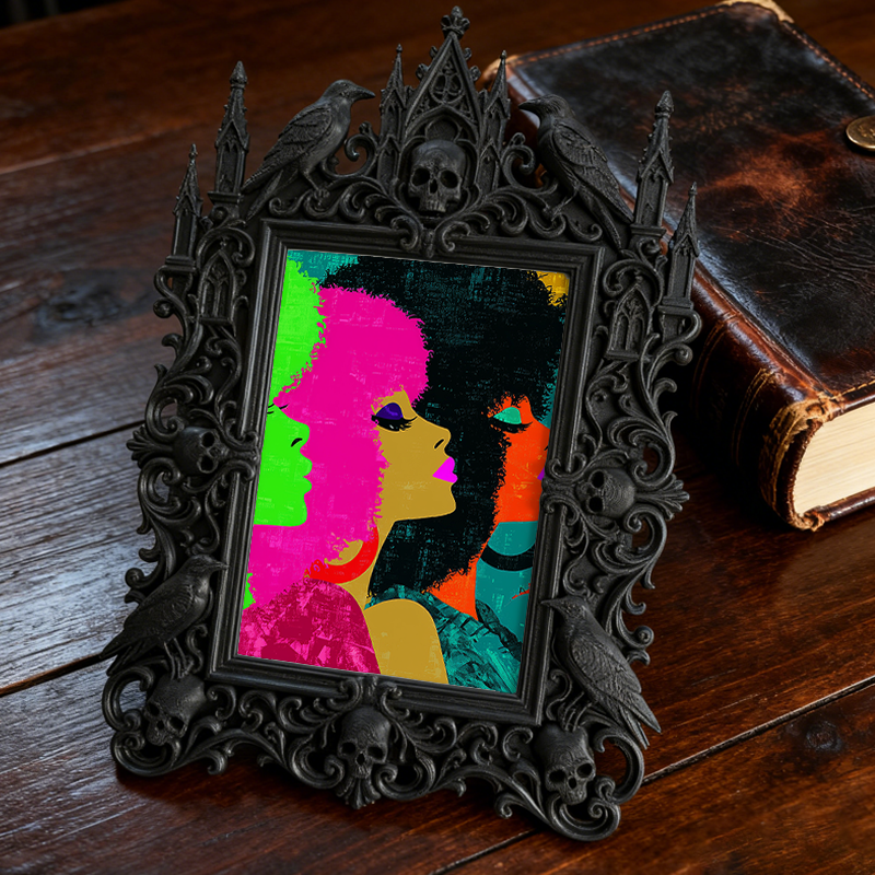 Quick-sell-gothic Gothic Dark-style Photo Frame | Gothic Craft Beer Taproom Wall Decor, Photo Ornament, Dual-use Display, Retro Plastic Fram