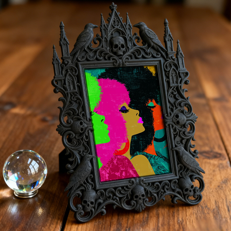 Quick-sell-gothic Gothic Dark-style Photo Frame | Gothic Craft Beer Taproom Wall Decor, Photo Ornament, Dual-use Display, Retro Plastic Fram