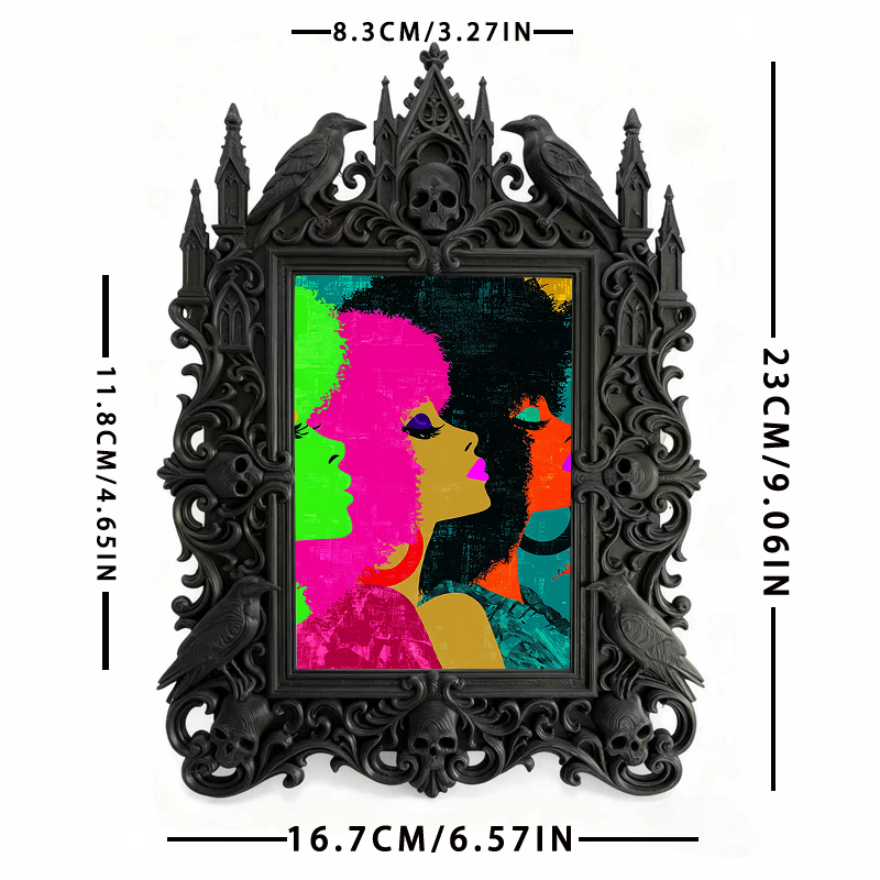 Quick-sell-gothic Gothic Dark-style Photo Frame | Gothic Craft Beer Taproom Wall Decor, Photo Ornament, Dual-use Display, Retro Plastic Fram