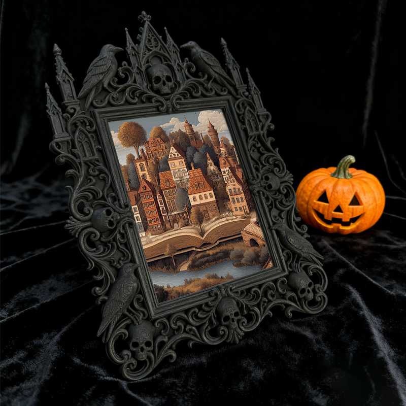 High-coveted Gothic Dark-style Photo Frame | Witchy Spell Jar Making Party Decor, Photo Ornament, Wall-mountable & Tabletop, Scratch-resista