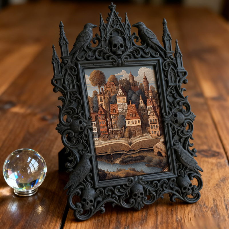 High-coveted Gothic Dark-style Photo Frame | Witchy Spell Jar Making Party Decor, Photo Ornament, Wall-mountable & Tabletop, Scratch-resista