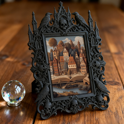 High-coveted Gothic Dark-style Photo Frame | Witchy Spell Jar Making Party Decor, Photo Ornament, Wall-mountable & Tabletop, Scratch-resista