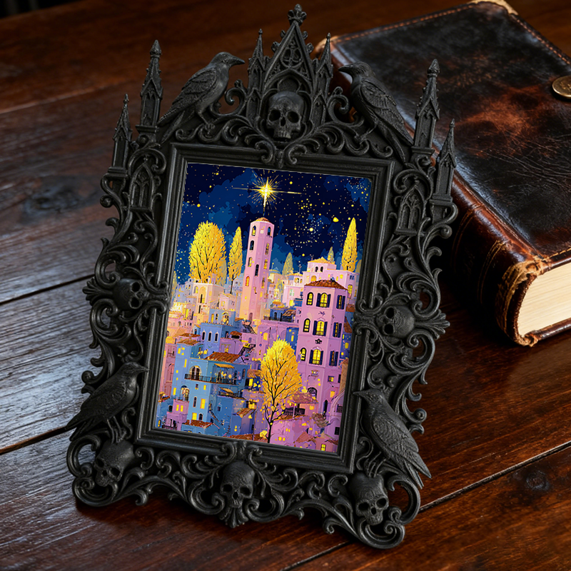 Style-setter Gothic Dark-style Photo Frame | Gothic Pet Memorial Photo Corner Decor, Photo Ornament, Wall/Table Dual-use, Eco-friendly Frame