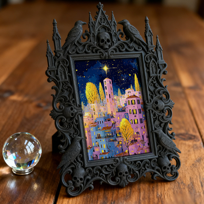 Style-setter Gothic Dark-style Photo Frame | Gothic Pet Memorial Photo Corner Decor, Photo Ornament, Wall/Table Dual-use, Eco-friendly Frame