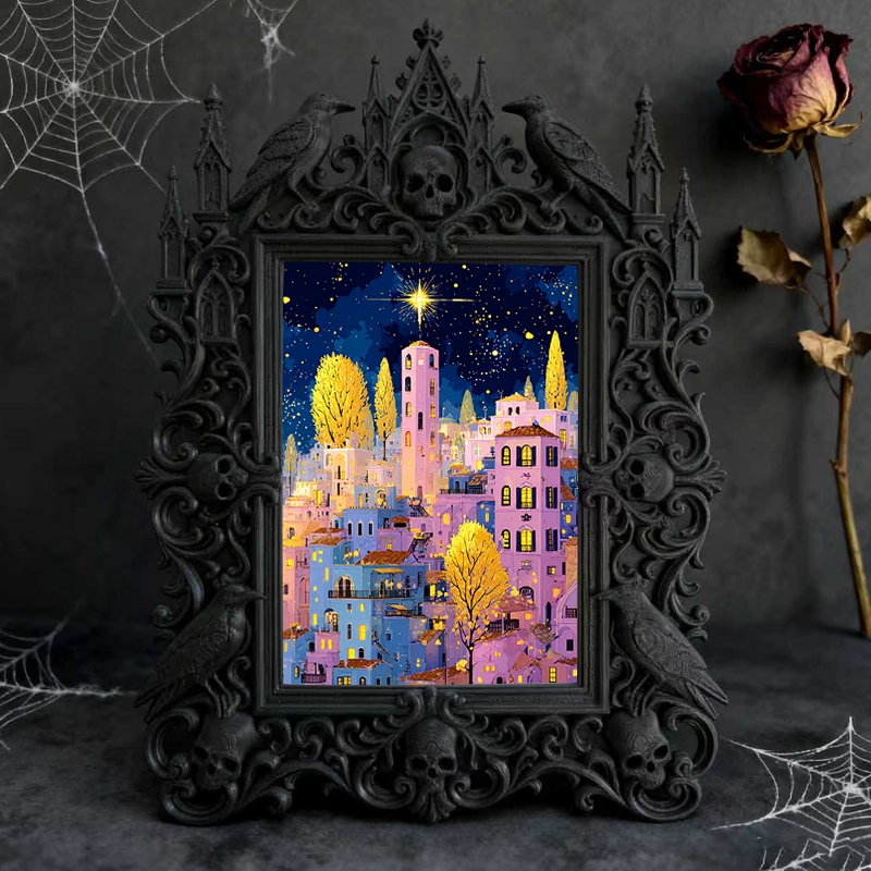 Style-setter Gothic Dark-style Photo Frame | Gothic Pet Memorial Photo Corner Decor, Photo Ornament, Wall/Table Dual-use, Eco-friendly Frame