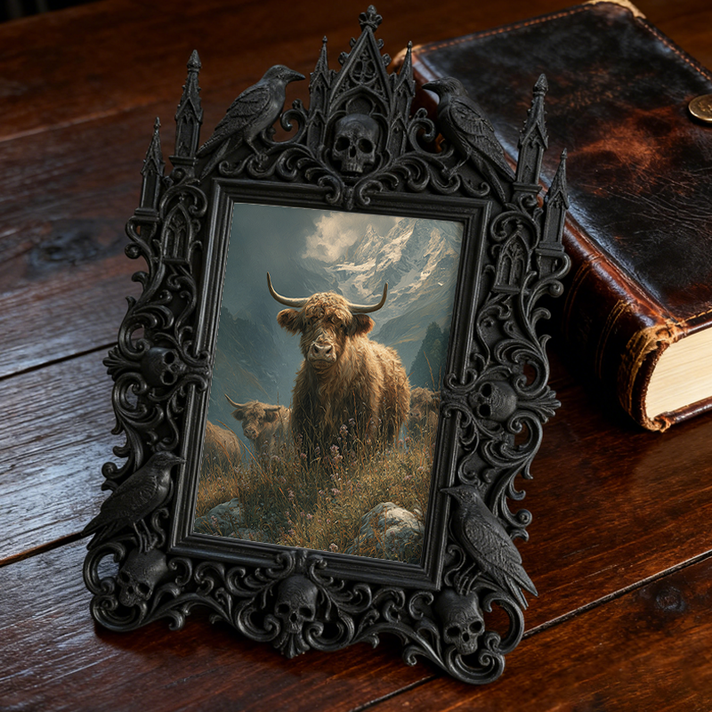 Cool-gothic-vibe Gothic Dark-style Photo Frame | Horror Video Game Release Party Decor, Photo Ornament, Dual-use Display, Minimalist Frame