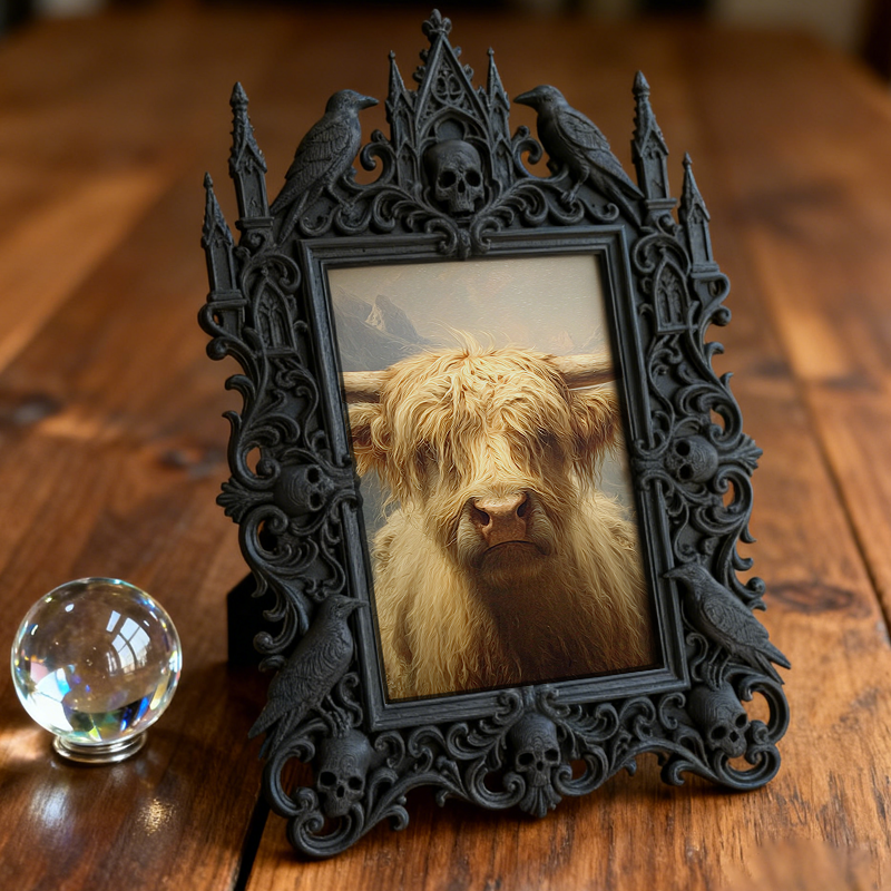 Classy-dark-style Gothic Dark-style Photo Frame | Dark Academia Book Folding Art Shop Decor, Photo Ornament, Wall-mountable & Tabletop, Prac