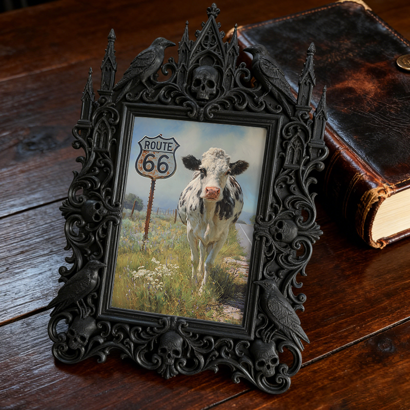 Unique-gothic Gothic Dark-style Photo Frame | Witchy Tarot Cloth Weaving Studio Decor, Photo Ornament, Wall-mountable & Tabletop, Portable F