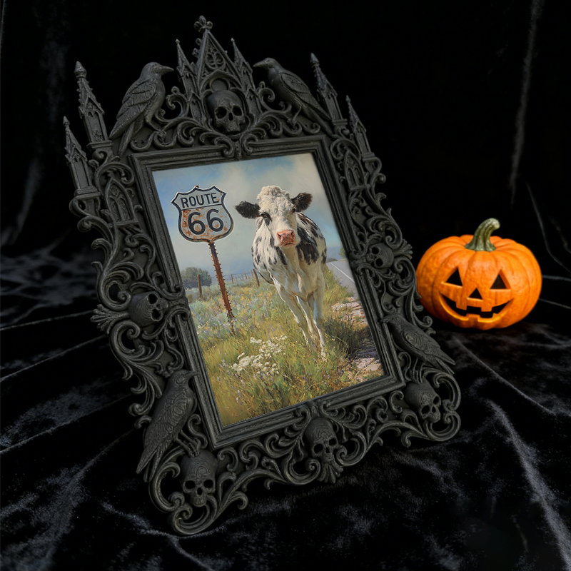 Unique-gothic Gothic Dark-style Photo Frame | Witchy Tarot Cloth Weaving Studio Decor, Photo Ornament, Wall-mountable & Tabletop, Portable F
