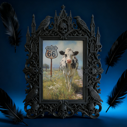 Unique-gothic Gothic Dark-style Photo Frame | Witchy Tarot Cloth Weaving Studio Decor, Photo Ornament, Wall-mountable & Tabletop, Portable F