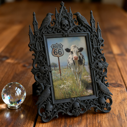 Unique-gothic Gothic Dark-style Photo Frame | Witchy Tarot Cloth Weaving Studio Decor, Photo Ornament, Wall-mountable & Tabletop, Portable F