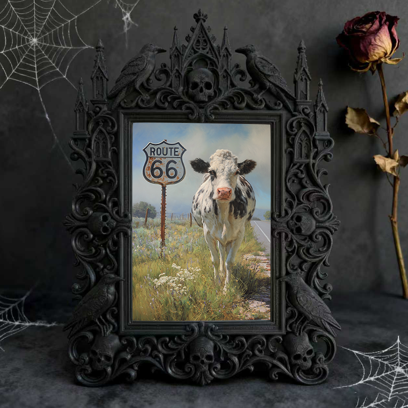 Unique-gothic Gothic Dark-style Photo Frame | Witchy Tarot Cloth Weaving Studio Decor, Photo Ornament, Wall-mountable & Tabletop, Portable F
