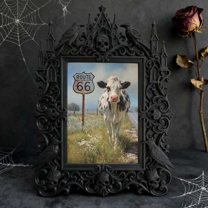 Unique-gothic Gothic Dark-style Photo Frame | Witchy Tarot Cloth Weaving Studio Decor, Photo Ornament, Wall-mountable & Tabletop, Portable F
