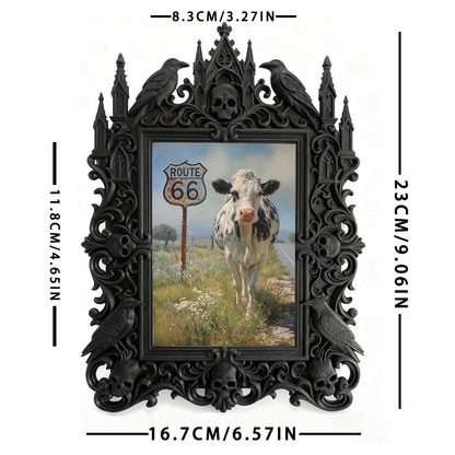 Unique-gothic Gothic Dark-style Photo Frame | Witchy Tarot Cloth Weaving Studio Decor, Photo Ornament, Wall-mountable & Tabletop, Portable F