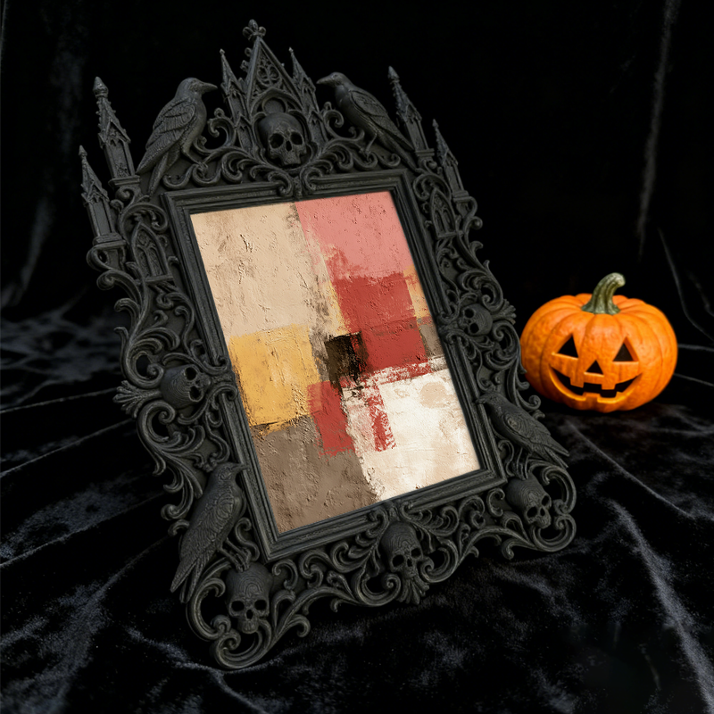 Refined-dark-vibe Gothic Dark-style Photo Frame | Paranormal Gift Shop Shelf Decor, Photo Ornament, Wall-mountable & Tabletop, Elegant Frame