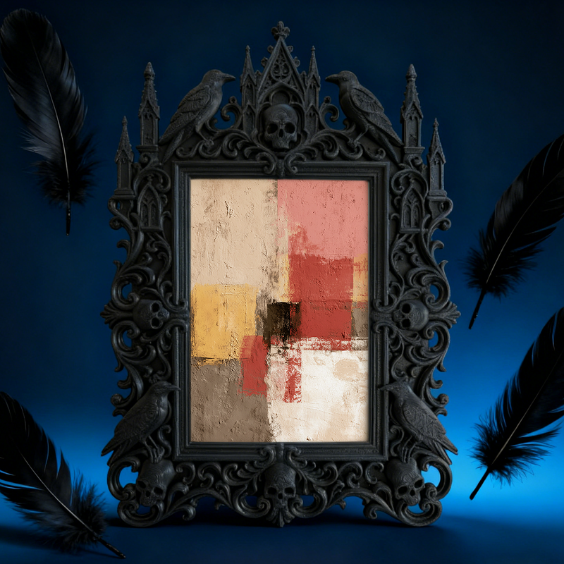 Refined-dark-vibe Gothic Dark-style Photo Frame | Paranormal Gift Shop Shelf Decor, Photo Ornament, Wall-mountable & Tabletop, Elegant Frame