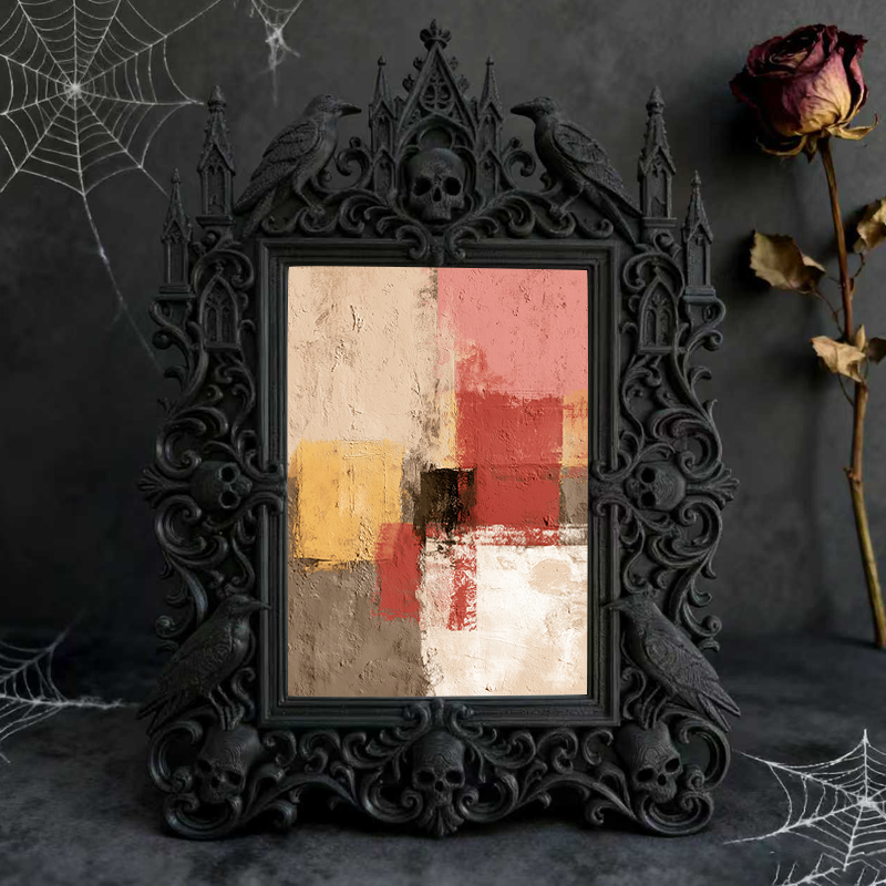 Refined-dark-vibe Gothic Dark-style Photo Frame | Paranormal Gift Shop Shelf Decor, Photo Ornament, Wall-mountable & Tabletop, Elegant Frame