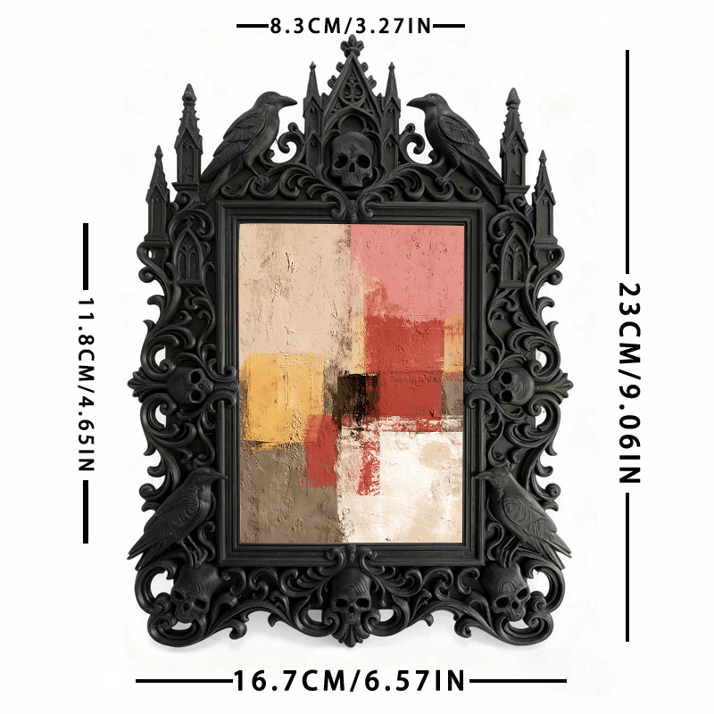 Refined-dark-vibe Gothic Dark-style Photo Frame | Paranormal Gift Shop Shelf Decor, Photo Ornament, Wall-mountable & Tabletop, Elegant Frame