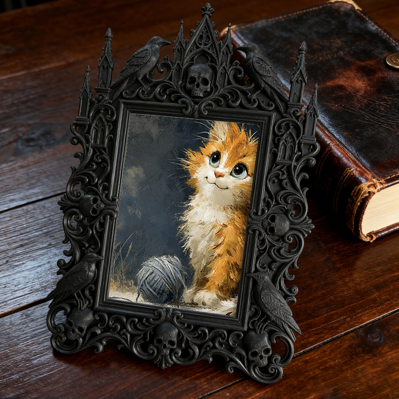 Eye-catching-gothic Gothic Dark-style Photo Frame | Dark Fantasy Resin Casting Studio Decor, Photo Ornament, Wall-mountable & Tabletop, Crea