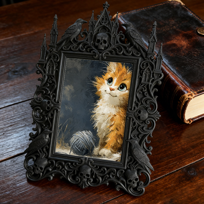 Eye-catching-gothic Gothic Dark-style Photo Frame | Dark Fantasy Resin Casting Studio Decor, Photo Ornament, Wall-mountable & Tabletop, Crea