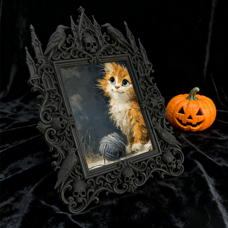 Eye-catching-gothic Gothic Dark-style Photo Frame | Dark Fantasy Resin Casting Studio Decor, Photo Ornament, Wall-mountable & Tabletop, Crea
