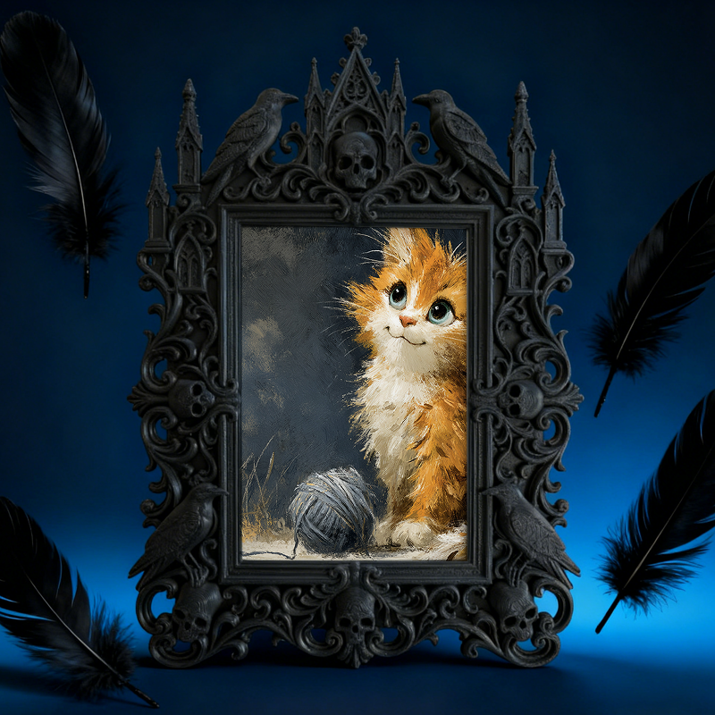 Eye-catching-gothic Gothic Dark-style Photo Frame | Dark Fantasy Resin Casting Studio Decor, Photo Ornament, Wall-mountable & Tabletop, Crea